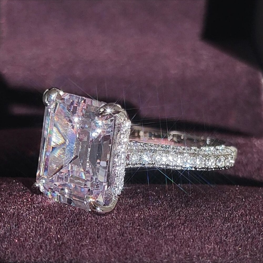 NEW ENGAGEMENT DIAMOND S925 STERLING SILVER RING, CUTE RING, SHINY RING. - Picture 3 of 7